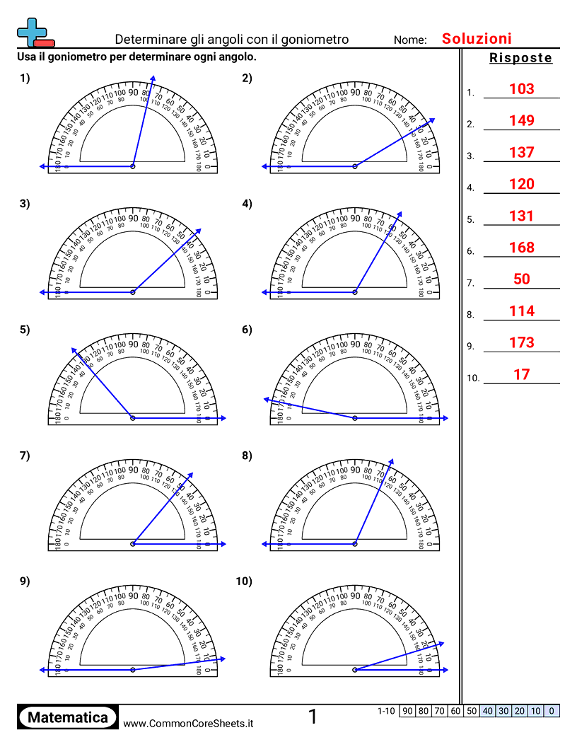 Esercizi sugli Angoli - determinare-gli-angoli-con-il-goniometro worksheet