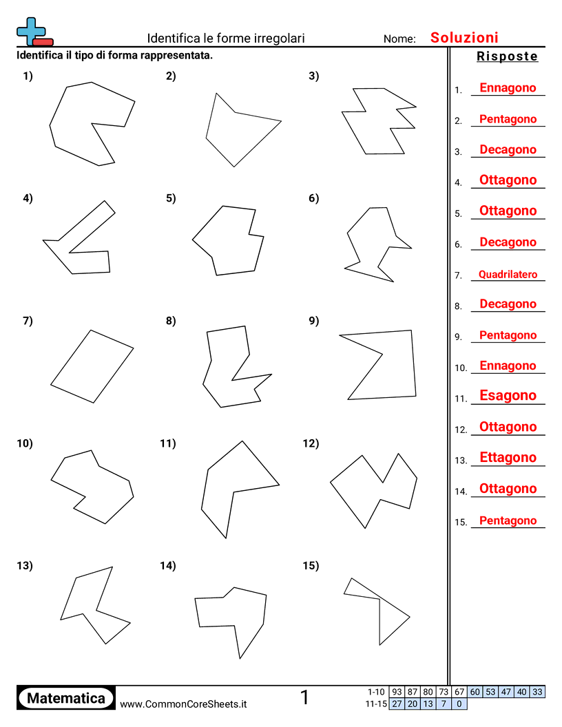 Esercizi sulle Forme - forme-irregolari-4-5-6-7-8-9-e-10-lati worksheet