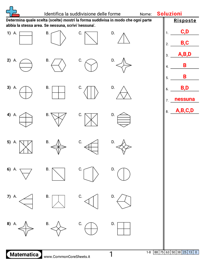 Identificare forme suddivise worksheet preview