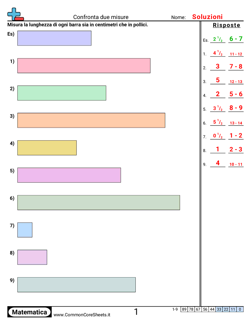 Confrontare due misure (larghezza) worksheet preview