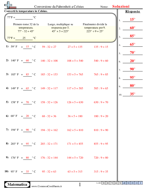  - conversione-da-fahrenheit-a-celsius worksheet